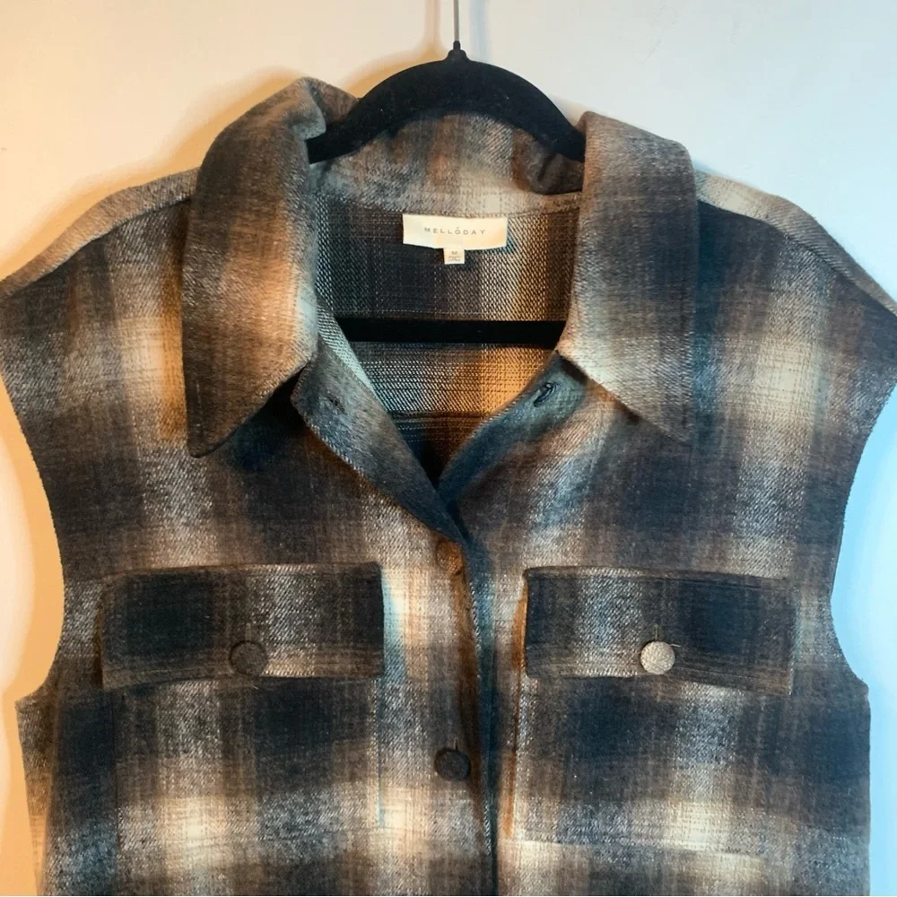 Melloday Wool Blend Brown Vest M - Picture 7 of 7